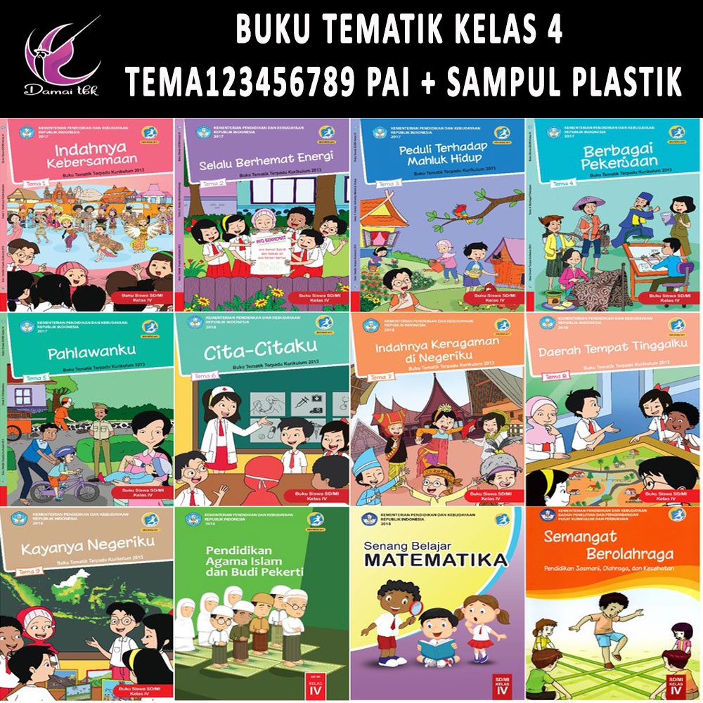 Buku Tematik  Kelas 4 SD Tema 123456789 PAI + Sampul Plastik