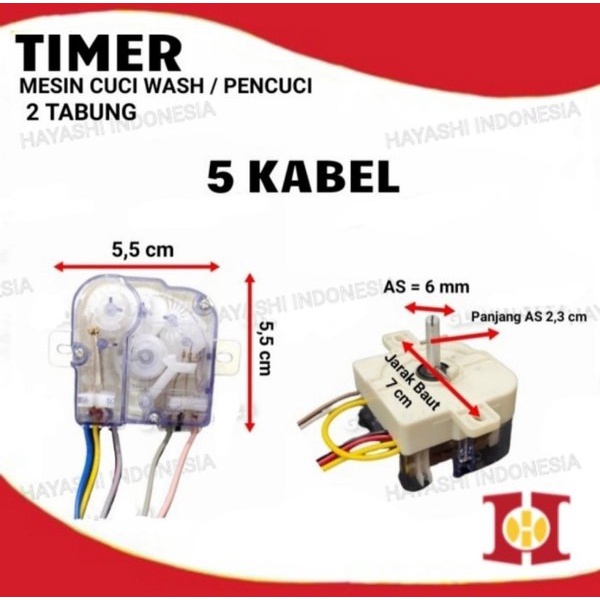 Timer Temer Soket Mesin Cuci Wash 2 Tabung Kabel 3 4 5 6 7 Pin Kotak