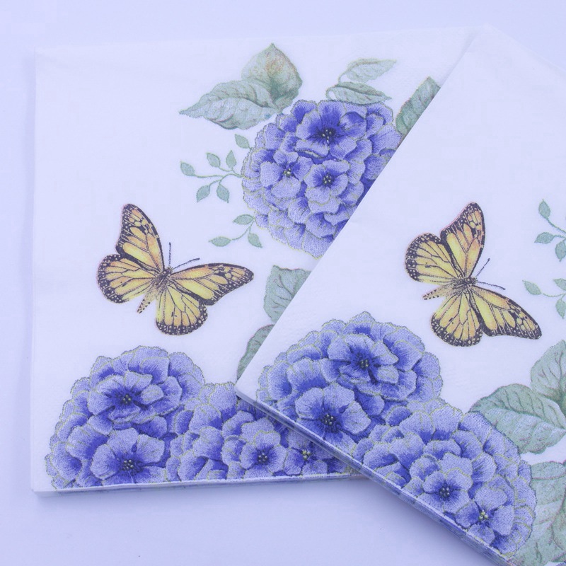 Butterfly Paper Napkins with Plant Flower for Party Decoration Tissue 20pcs/pack