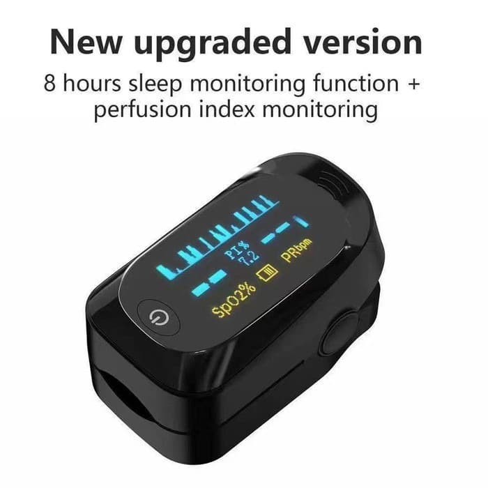 Fingertip Pulse Oximeter Monitor LED (HITAM) A2 - Akurat Layar Putar, Bunyi BIP