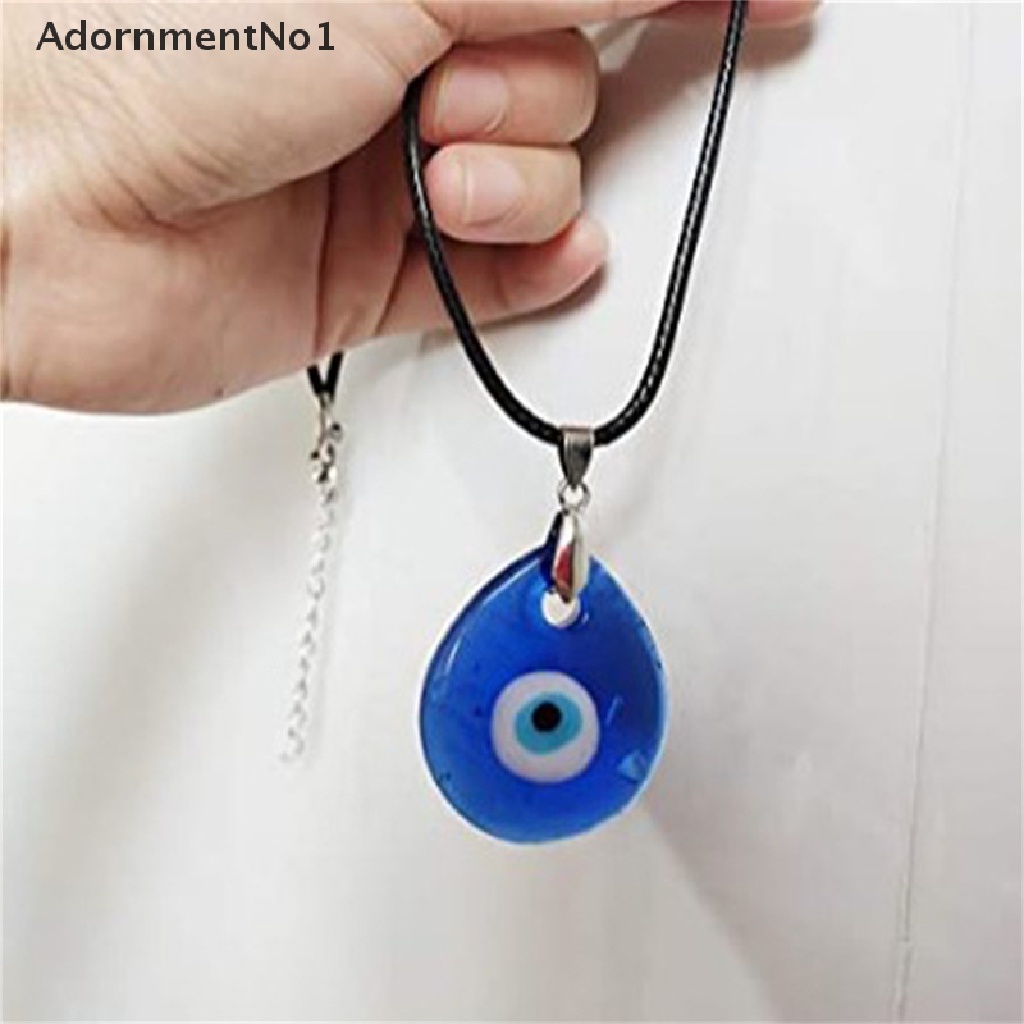 (AdornmentNo1) 1pc Kalung Rantai Dengan Liontin Evil Eye Kaca Biru 30mm Untuk Wanita