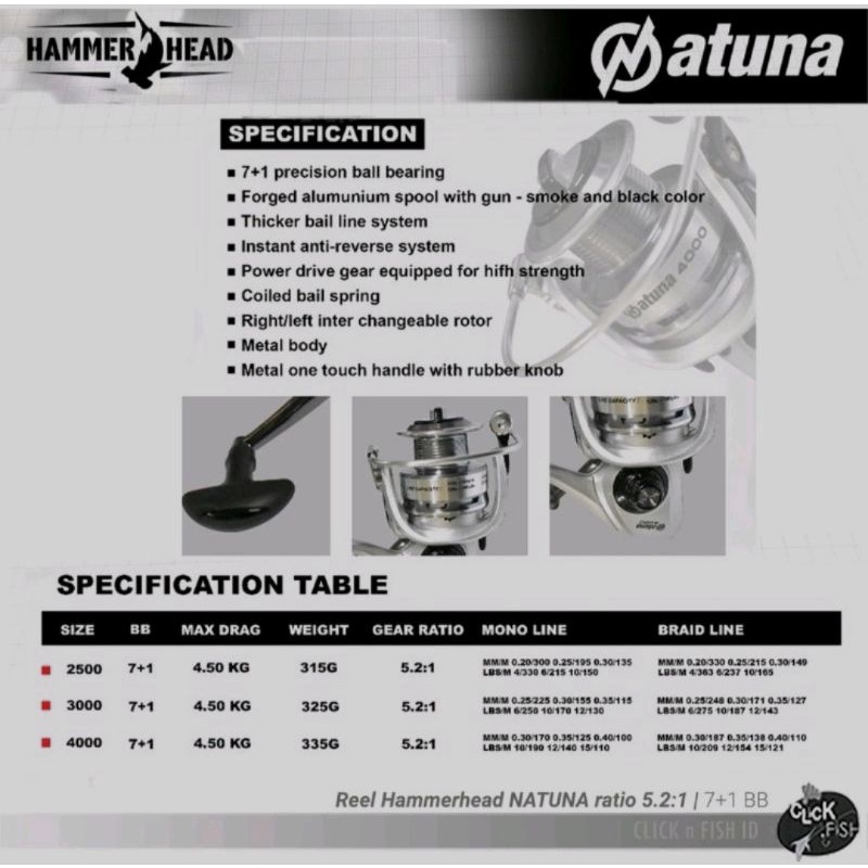 Reel Hammer head natuna 3000 one way