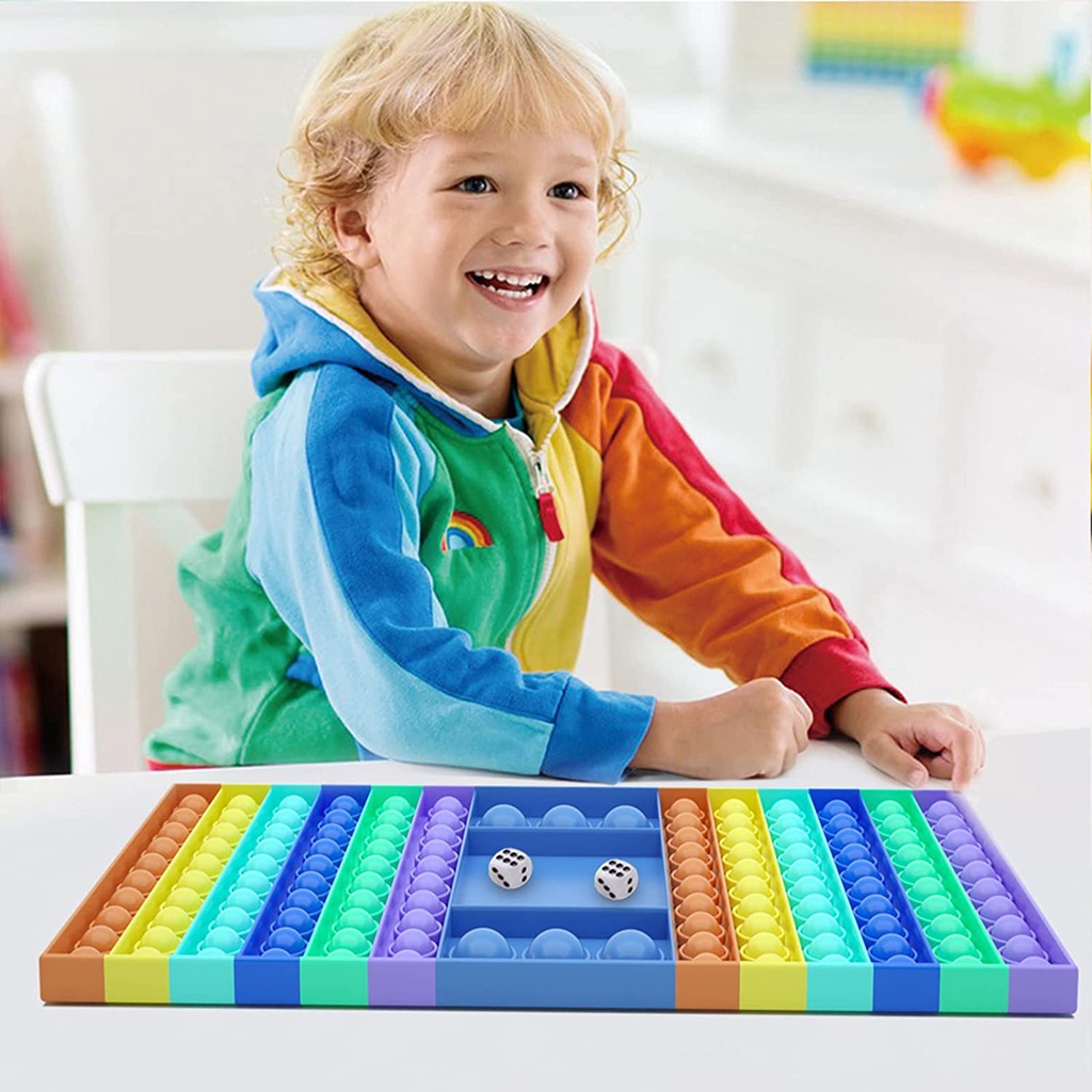 NEW Big Pop It Toy Rainbow Push Bubble Fidget Sensory Toys for Parent-Child Time Interactive Jumbo Dadu
