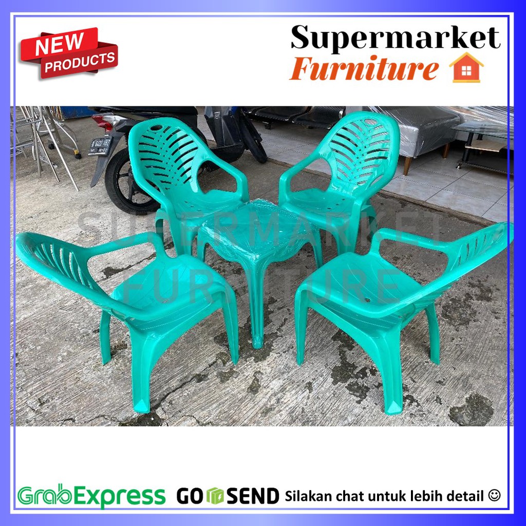 KURSI PLASTIK NAPOLLY SET BIG 909 4KURSI + MEJA 4343