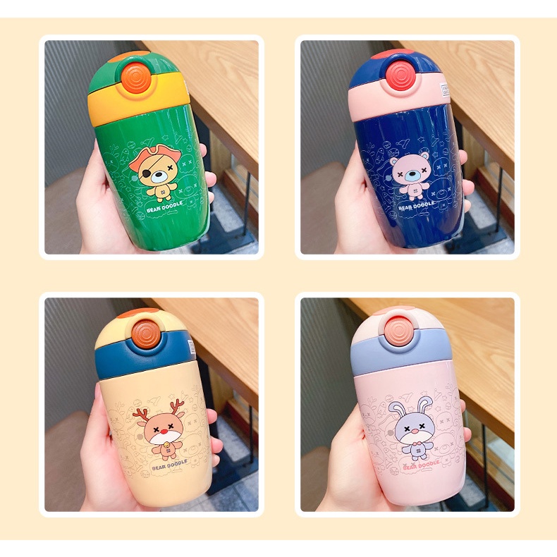 TweedyToys - Termos Anak Color Mini Sarung Karet 280ml / Botol Minum Anak Tahan Panas Dingin