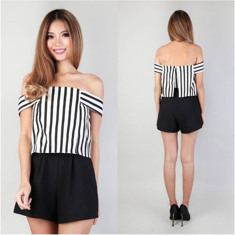 jumpsuit import MGP / premium playsuit / black and white romper / js MDS love bonito