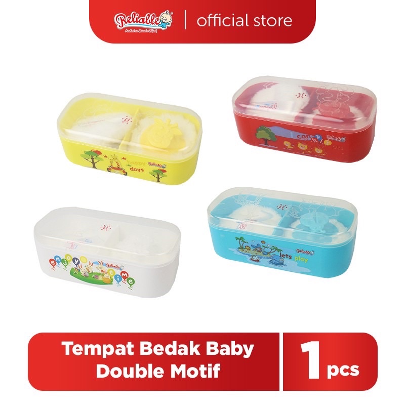 Tempat Bedak Double Kotak Reliable/Tempat Bedak Bayi 2 Sekat Bahan Kuat Anti Pecah(Murah)MULTIFUNGSI