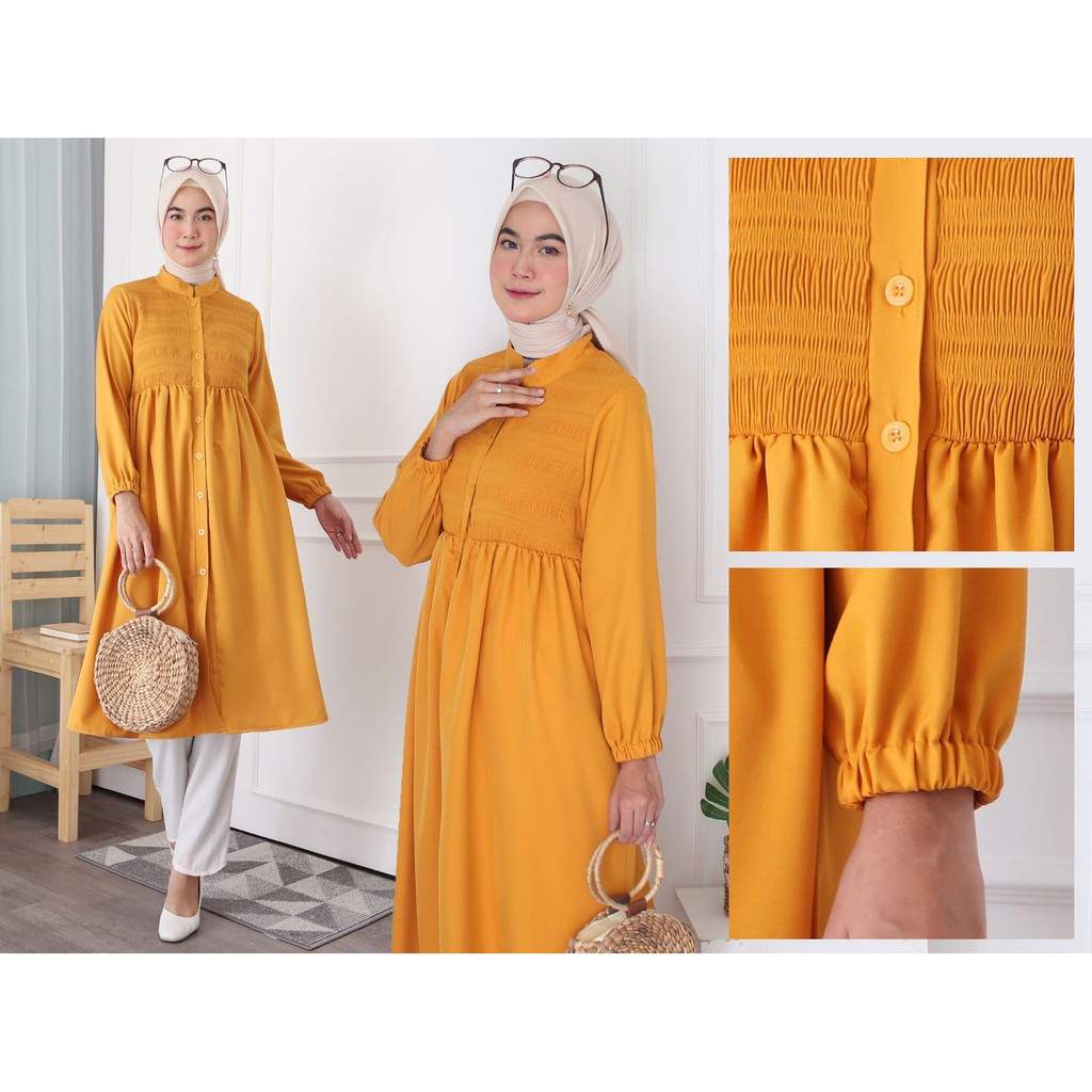LONG TUNIK WANITA SMOK KERUT 803 Mrs3