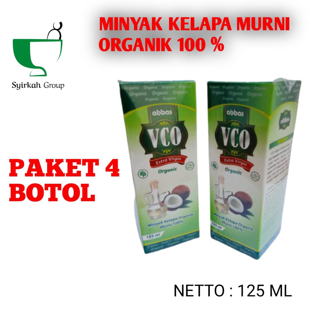 

VCO MINYAK KELAPA ASLI MURNI VIRGIN COCONUT OIL 125 ML PAKET 4 BOTOL