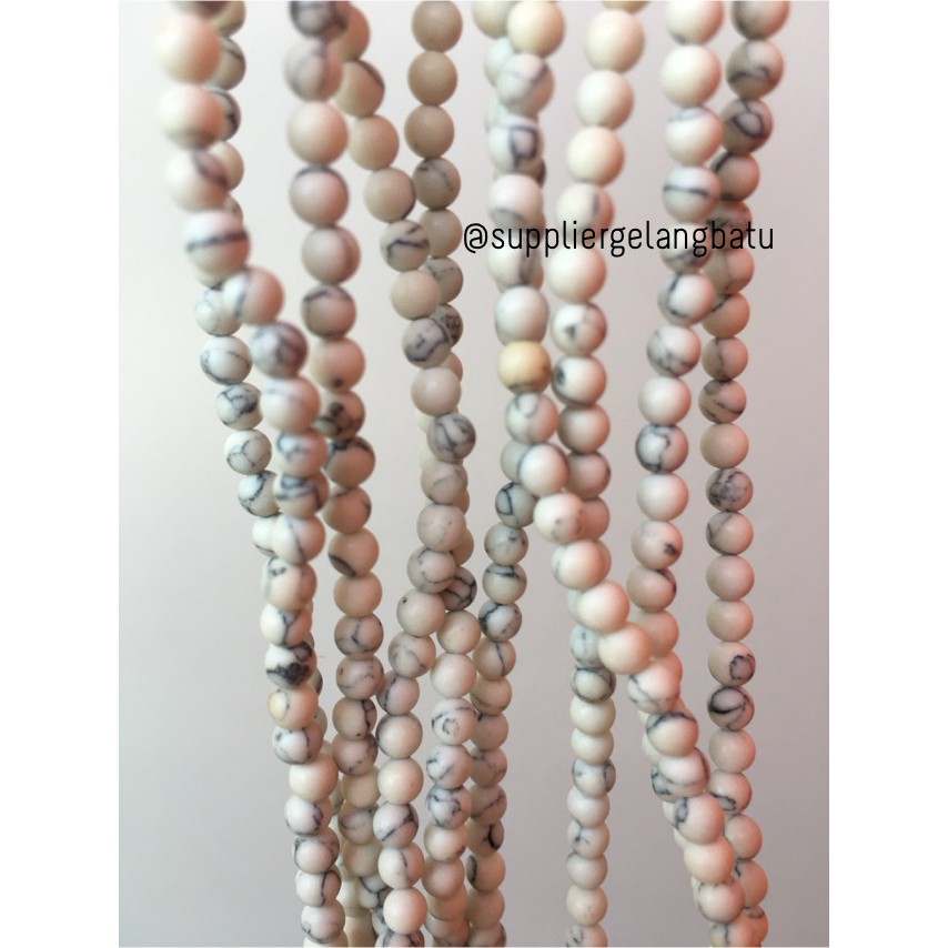 bahan white pirus 4mm natural phyrus aksesoris gelang kalung howlite supplier aksesoris bahan craft