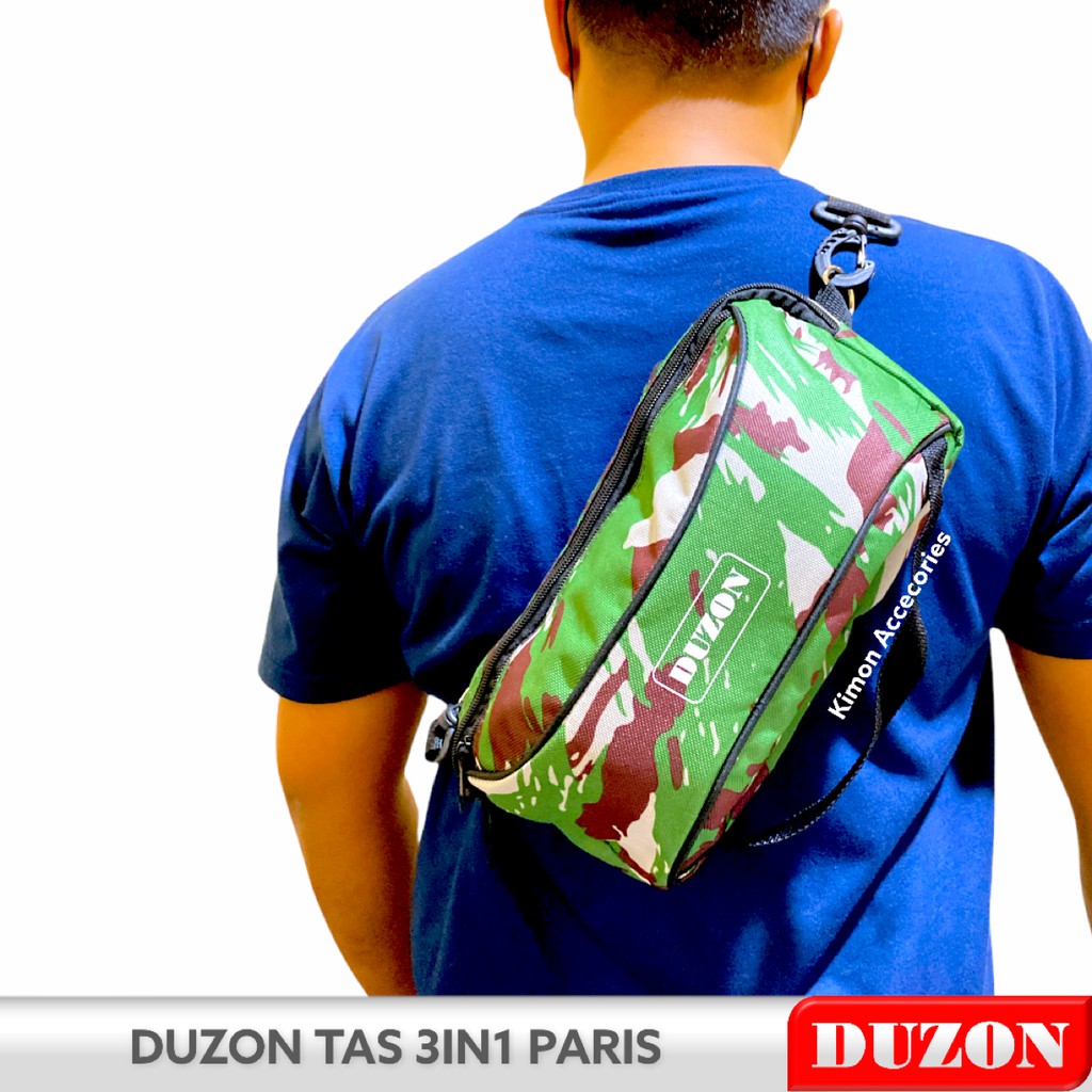 DUZON TAS 3IN1 PARIS MULTIFUNGSI BIKER GYM GUNUNG SELEMPANG PINGGANG