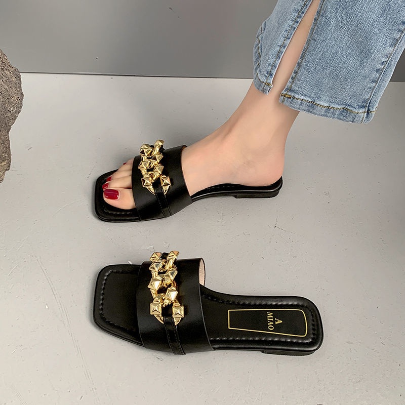 [COZY] Sola Slip Sandal Chain Korea Fashion Wanita Import