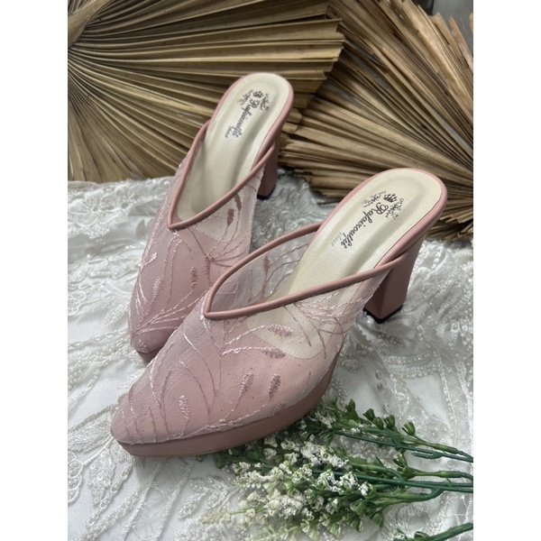 sepatu wanita wedding johana dustypink 9cm tahu