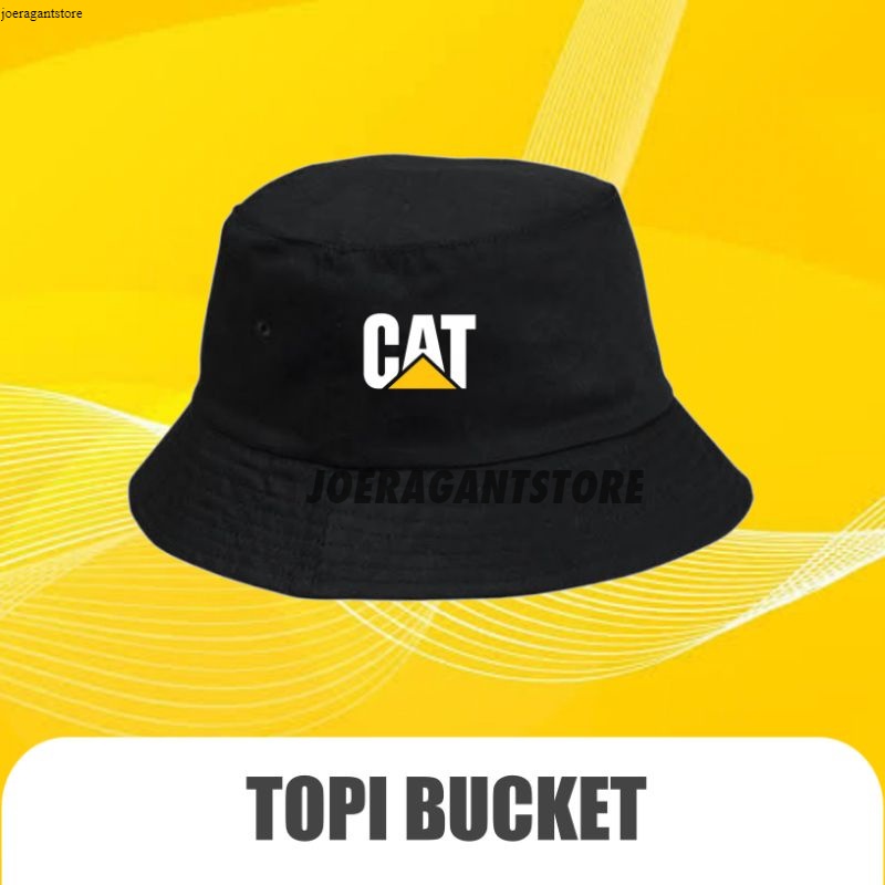Topi Bucket Hat Caterpillar Logo Cat JS
