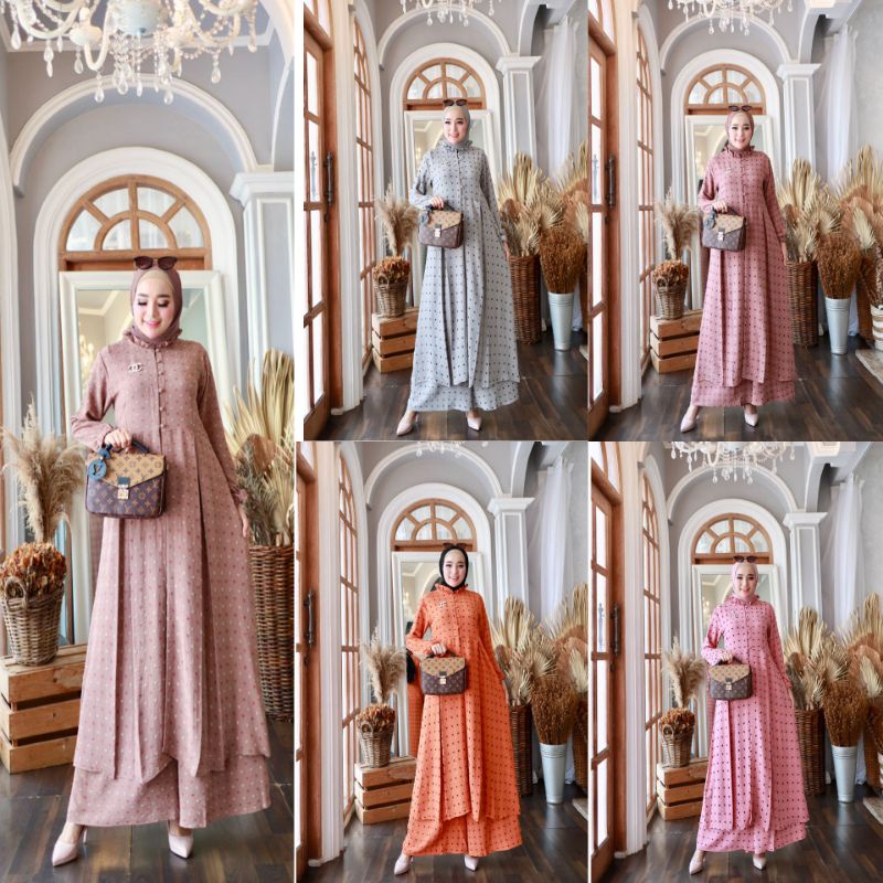 (COD) REISHA GLZ/ REISHA SET 7 GLZ / SETELAN CELANA KULOT / SETELAN TUNIK AIRFLOW URAGIRI / SETCEL S