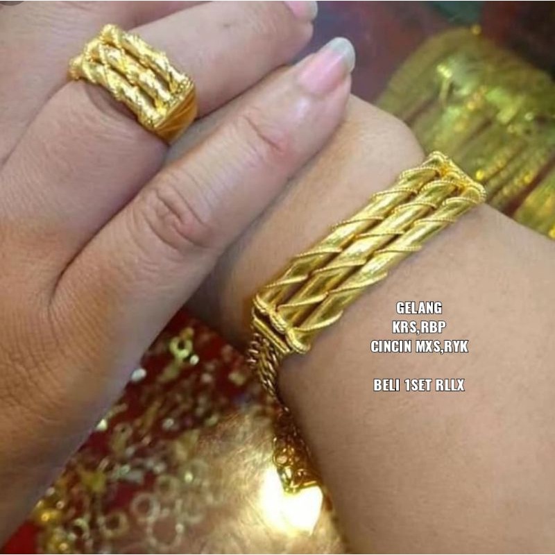 Gelang, cincin replika emas 24k,mewah, cantik persis seperti emas asli,bisa disepuh ulang