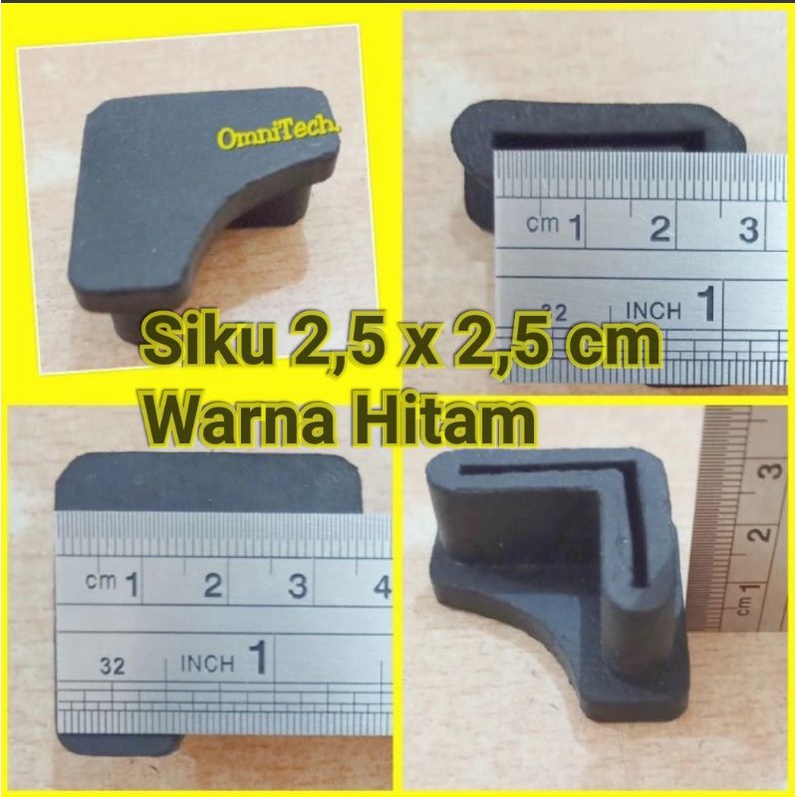 Karet Siku 25 x 25 mm Pengaman Alas Kaki Rak Besi Siku Lubang 2,5 x 2,5 cm 2,5x2,5