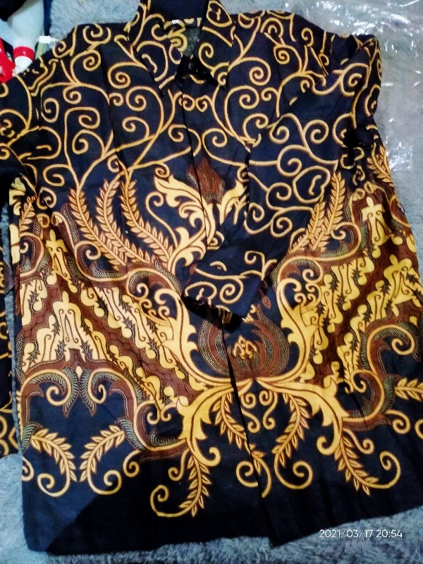 Kemeja Batik Pria Lengan Panjang Size M L Xl Xxl Bswart Batik Hrb026 Kenongo Hem Panjang Padi