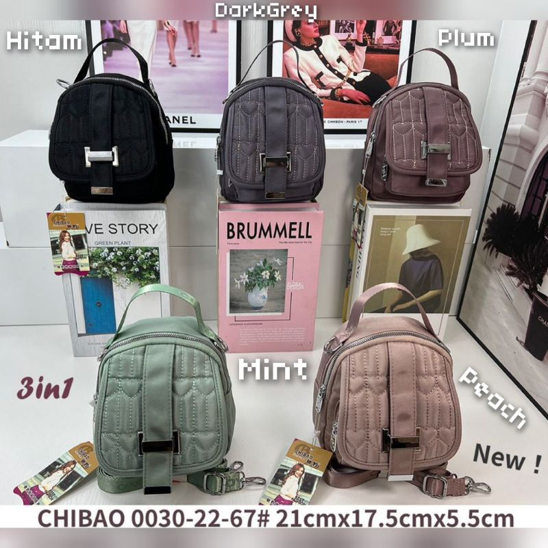 TAS ORI CHIBAO KANVAS 3in1 Ransel Slempang Jinjing CB030 3Sleting ((1Tali))