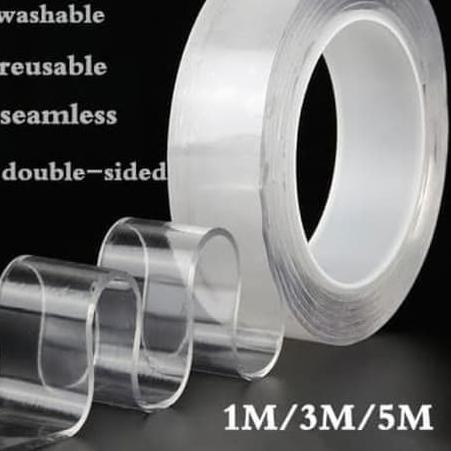 

➾ NANO TAPE 5 Meter Double Sided Waterproof Washable Transparan Bening ☊