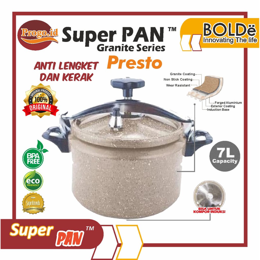 Panci Presto BOLDe 7 Liter Pan BOLDe Super Pan Peralatan Masak Panci Bolde Superpan Presto 24 cm COD