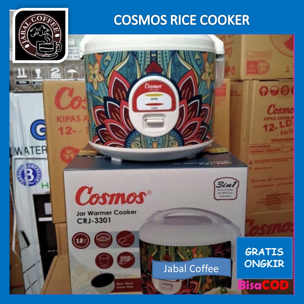 Cosmos Rice Cooker Non Stick CRJ-3301 / Cosmos Ukuran 8 Liter / Cosmos Penanak Nasi Putih