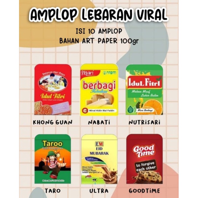 

Amplop Viral | Angpao Lebaran motif Snack dan Softdrink 7 cm