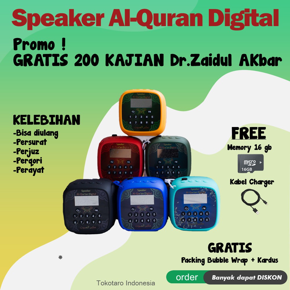 Speaker Murottal Alquran Hafidz 30 Juz Murottal + Bluetooth + Chip 16 Gb Bisa COD Rhimoa Original