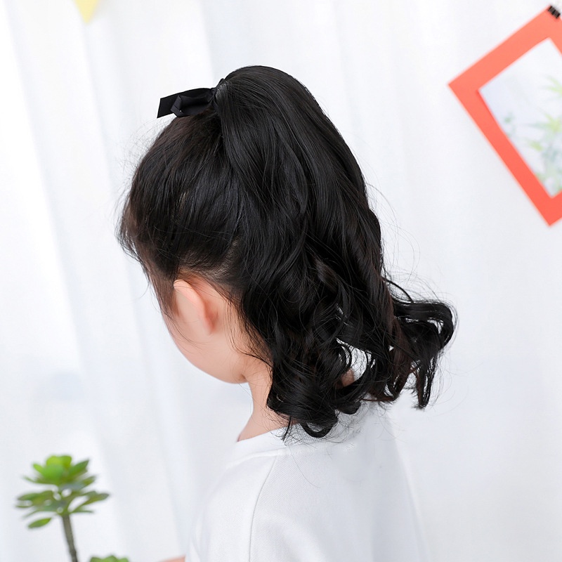 Rambut Palsu Anak Hair Clip Curly Wig Anak Ponytail Anak Curly Tali