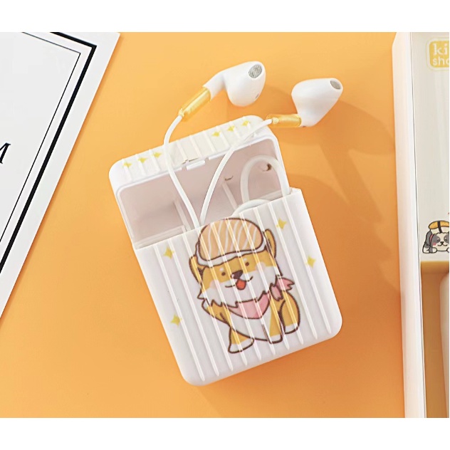 [KIKI-363] Headset Earphone Karakter Kartun ANJING / Wadah Earphone Bentuk KOPER Motif DOG / Earphone DOG / Headset Anjing Lucu