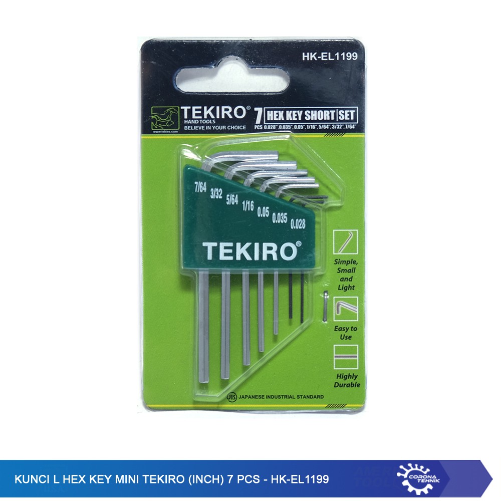 Kunci L Hex Key Mini Tekiro (Inch) 7 Pcs - HK-EL1199