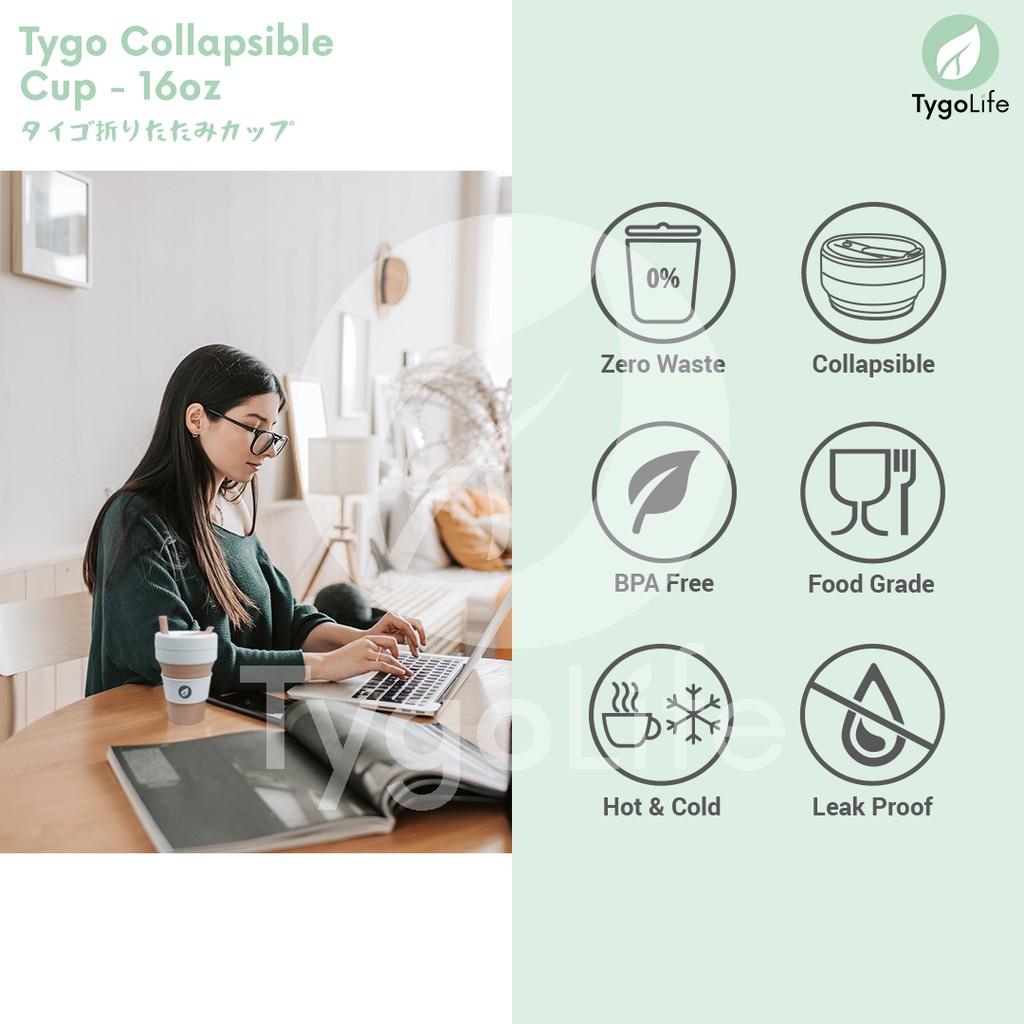 TYGO COLLAPSIBLE CUP BIGGIE CUP TANPA LOGO (Gelas Lipat - Travel Cup) 16Oz - Smoke Grey