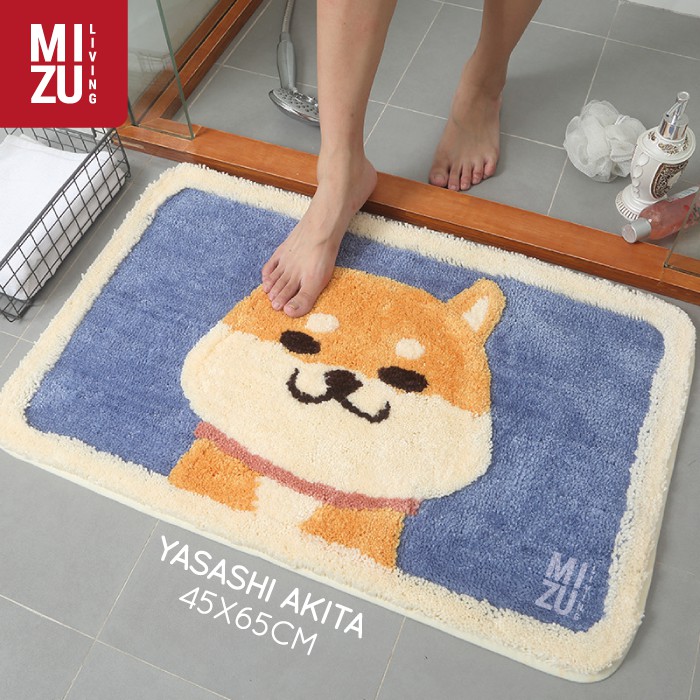 YASASHI AKITA Indoor House Mat Keset Bulu Rumah Kamar Mandi Serbaguna Cute Animals Anti-Slip 45X65cm