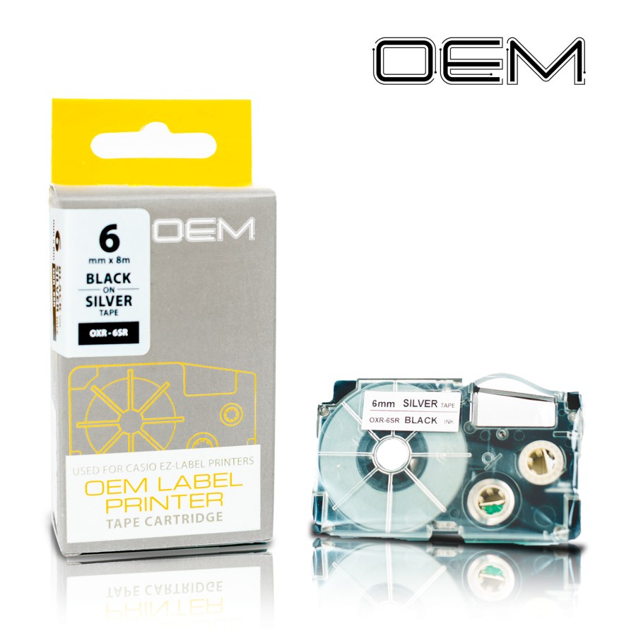 OEM TAPE EZ LABEL CASIO 6MM BLACK INK