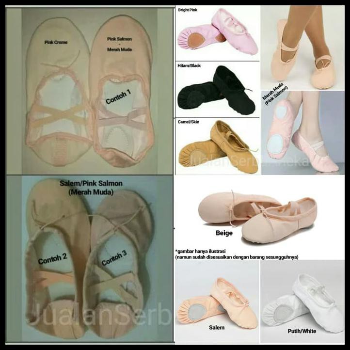 New Sepatu Balet Ballet Shoes Split Sole Ukuran Anak 26 Merah Muda Cuci Gudang