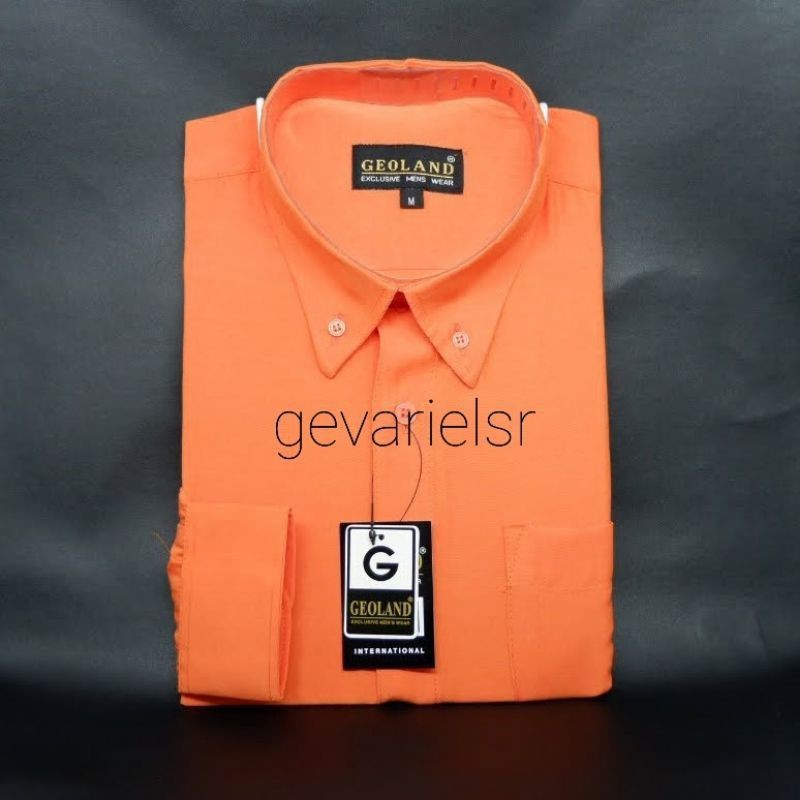 Kemeja Pria Geoland Orange Polos Lengan Panjang