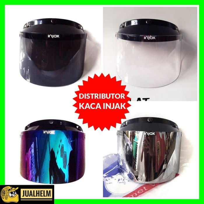 Helm JPN MOMO Black + Kaca Datar INJAK (Retro/Bogo/Klasik/Classic)