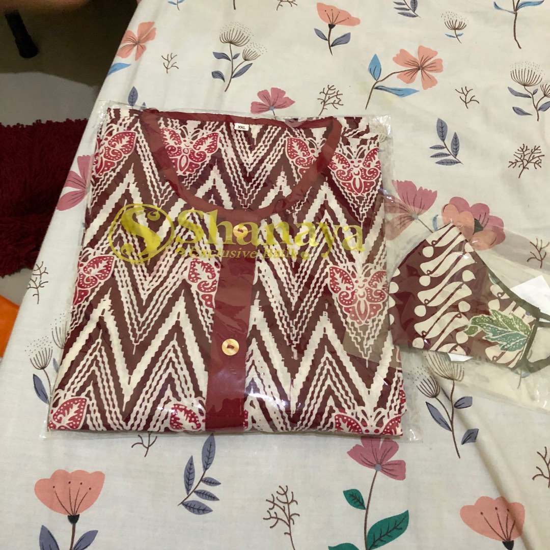 Shanaya Batik Tunik Cap Wonogiren Gemilang Dress Kerja S M L Xl Xxl