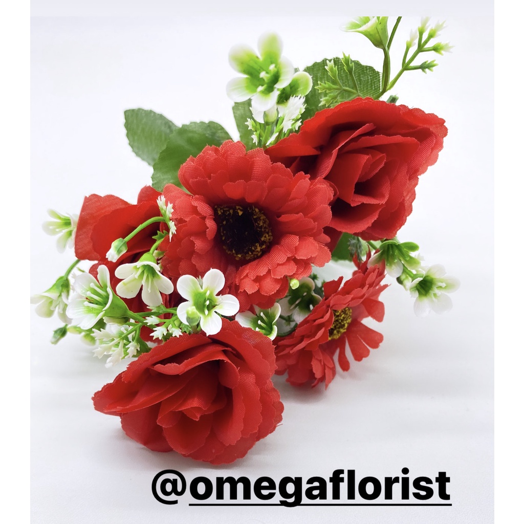 Bunga Mawar Daisy Artificial Bunga Artificial/Bunga Plastik/Bunga Dekorasi/Dekorasi Pernikahan/Pernikahan-Merah
