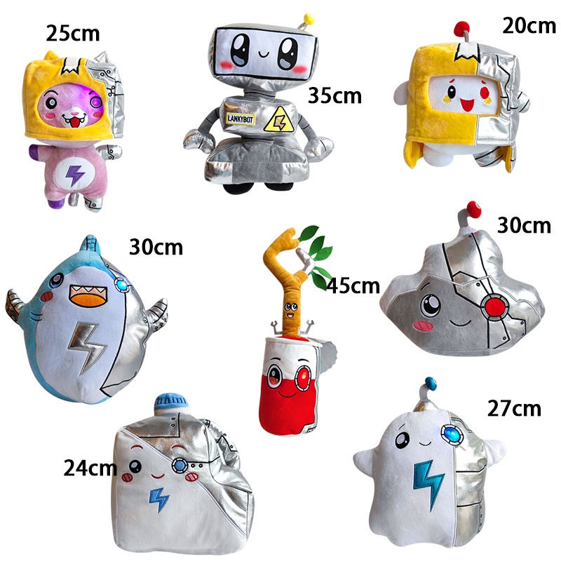 【New】Lankybox BOXY FOXY ROCKY Mechanical LED Plushie Doll Soft Toys Toy Thicc Shark  Boxy Robots Dolls