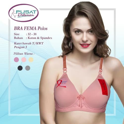 Dijual GROSIR ISI 6 BH BRA FEMA Polos Karet Bawah T/KWT Pengait 3 Murah