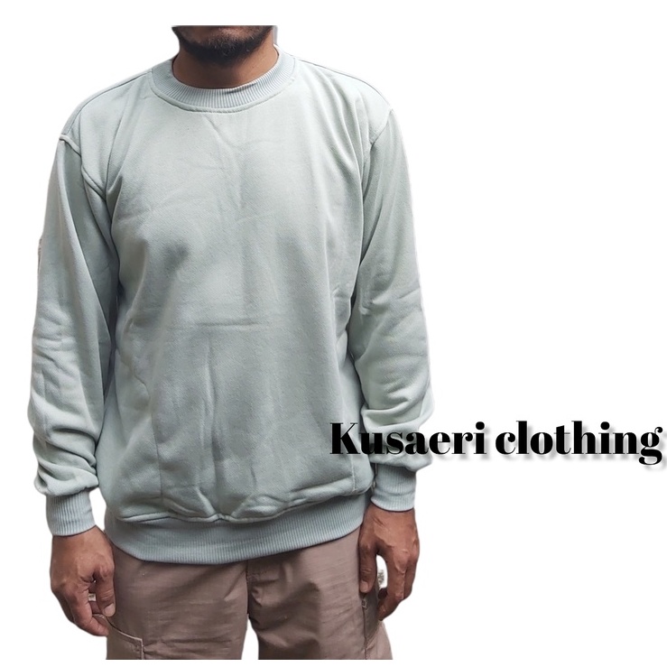Sweater Polos Hijau Mint M L XL XXL XXXL/Sweater crewneck polos hijau mint