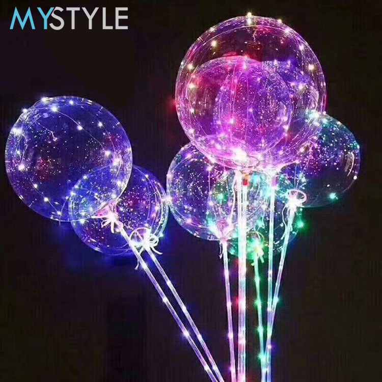 BOBO BALON PVC 12/18/24/36 INCH BALON TRANSPARAN BALON LED BALON LAMPU TUMBLR BALON MURAH