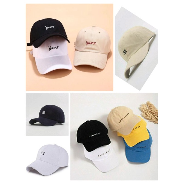topi baseball garis tiga  challenge kualitas premium  topi kpop drakor kekinian topi yours