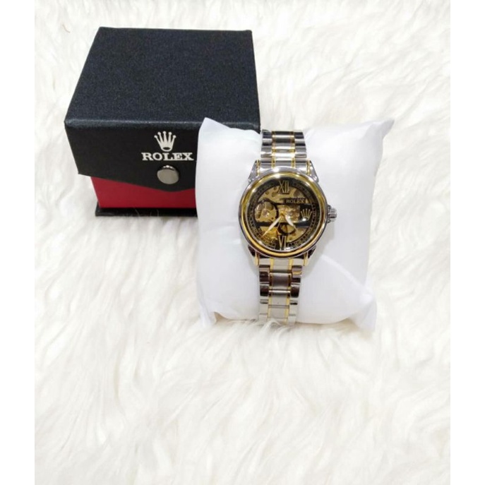 Jam Tangan Pria Rolex Chain Kombi | Cowok Skeleton Otomatis | Chain Keren Murah