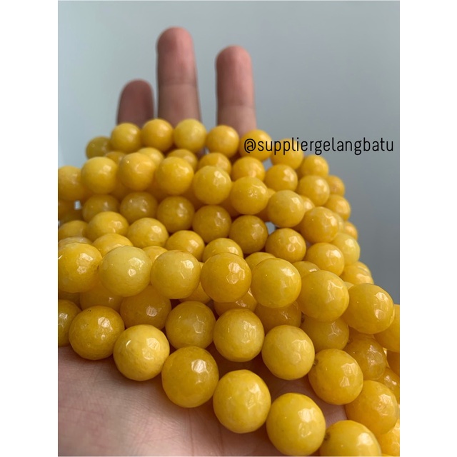 batu alam YELLOW AGATIS FACETED 12mm cutting kuning aksesoris craft