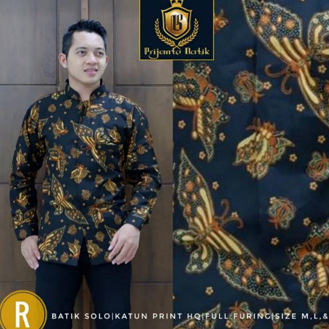 Kemeja Batik Eksklusif Lengan Panjang Kode R4 Bahan Katun HQ