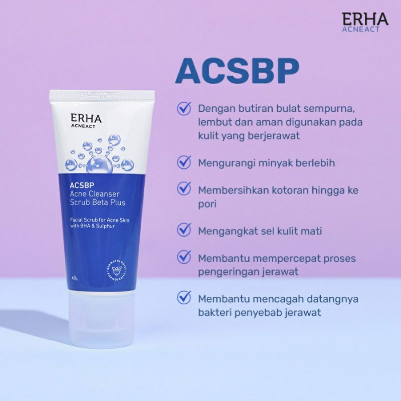 ERHA Acneact ACSBP Acne Cleanser Scrub Beta Plus 60g - Sabun Wajah berjerawat