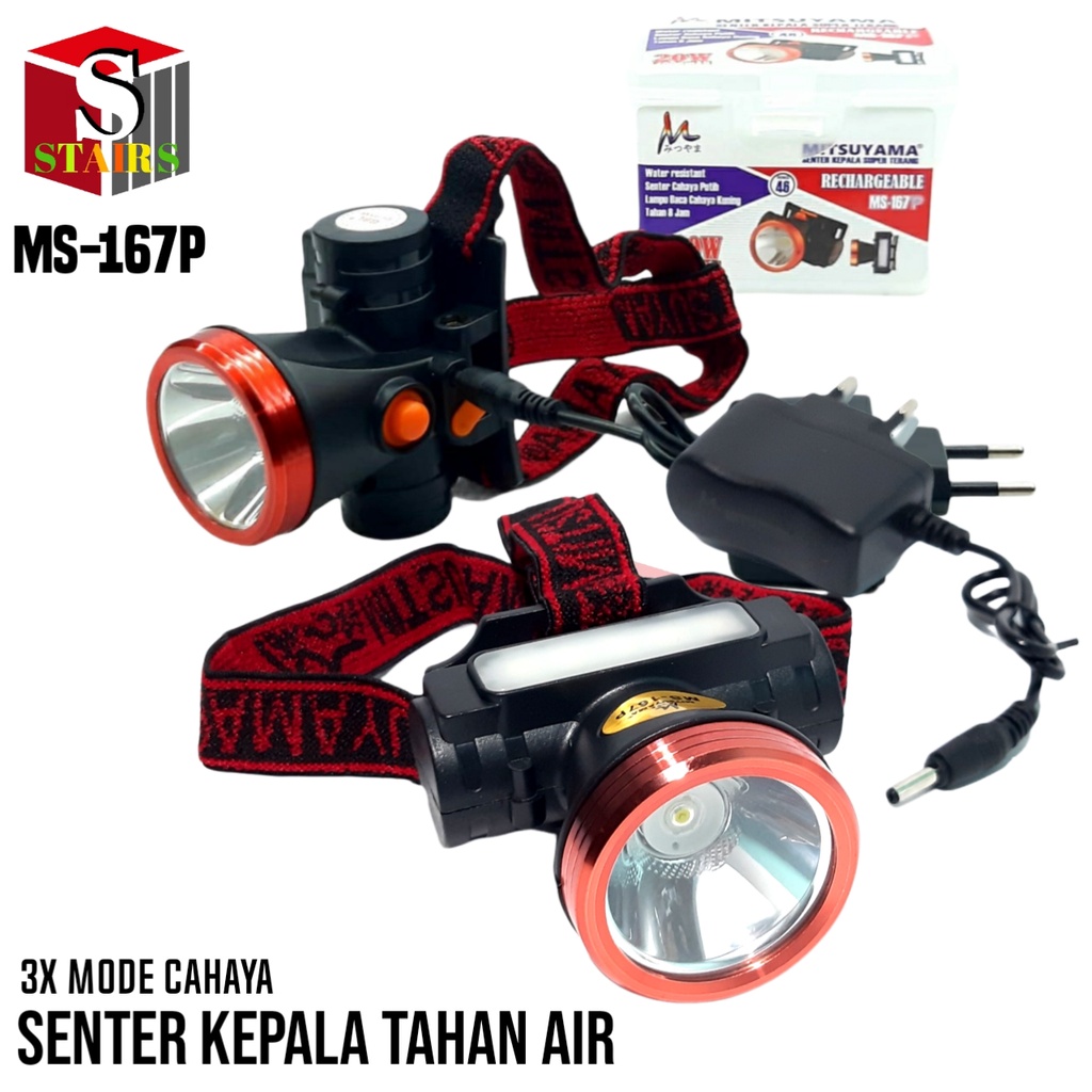 Senter Kepala Super Terang Cas Ulang Jenis LED 20 Watt 4000mAh MS-167P