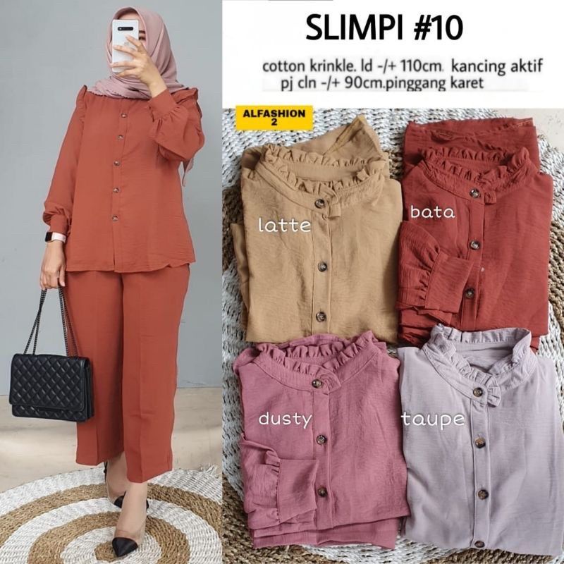 SLIMPI SET - SETELAN SET CRINKLE AIRFLOW LD110 KANCING AKTIF / ONE SET CRINKLE / R. 6